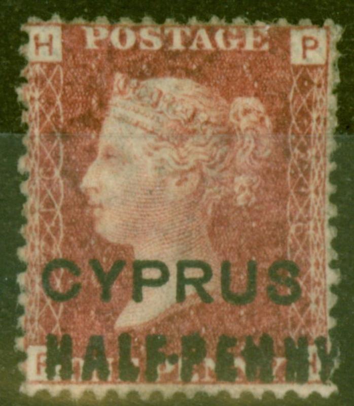 Cyprus 1881 1/2d on 1d Red SG7 Pl 216 Mtd Mint