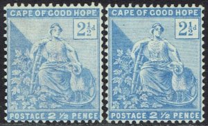 CAPE OF GOOD HOPE 1893 HOPE SEATED 2½D BOTH SHADES