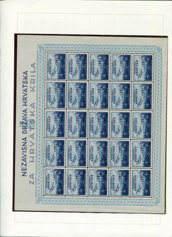 CROATIA GERMAN PUPPET STATE B7-B10 AVIATION FUND SHEETS NO LABELS PERFECT MNH