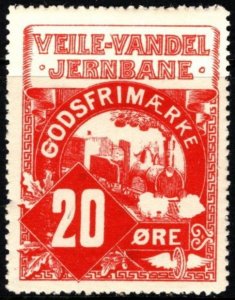 Vintage Denmark Private Local Stamp 20 Ore Vejle, Vandel Railways Unused