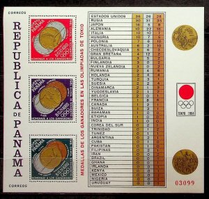 PANAMA Sc 458Jk NH PERF+IMPERF SOUVENIR SHEET OF 1964 - OLYMPICS MEDALS - (CT5)