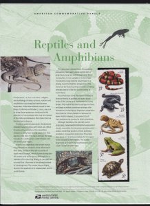 US USPS American Commemorative Stamp Panel #694 Reptiles & Amphibians  #3814-18