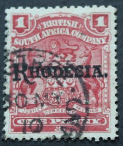 Rhodesia 1909 One Penny with VICTORIA Mashonaland (SC) postmark