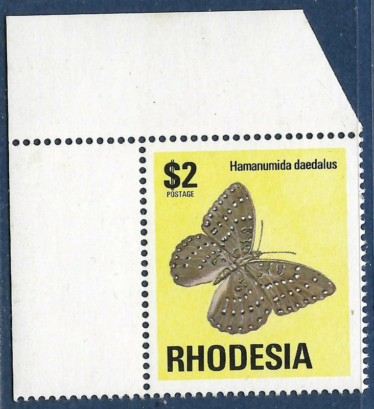 Rhodesia sg 508 MNH 1974 $2 Butterflies marginal top left corner