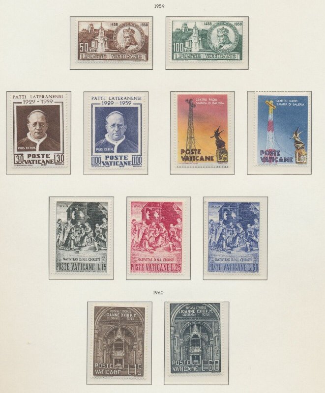 VATICAN - Scott 254-255, 262-268 & 273-274  -  MNH (two are LH)  - 1959-1960