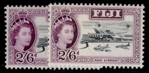 FIJI QEII SG320 + 320a, 2s 6d SHADE VARIETIES, NH MINT. Cat £16.