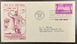 C46 Unknown Designer cachet Airmail Hawaii, Diamond Head FDC 1952