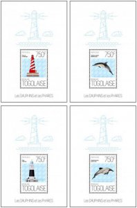 Togo - Lighthouses - Lake Michigan - Dolphins - 4 Stamp Set - 20H-661