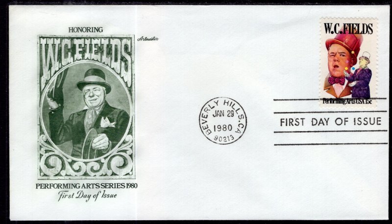 US 1803 W C Fields Artmaster U/A FDC