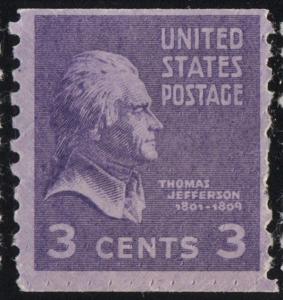 SC#842 3¢ Jefferson Coil Single (1939) MNH*