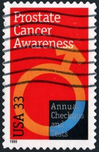 SC#3315 33¢ Prostate Cancer Awareness Single (1999) Used