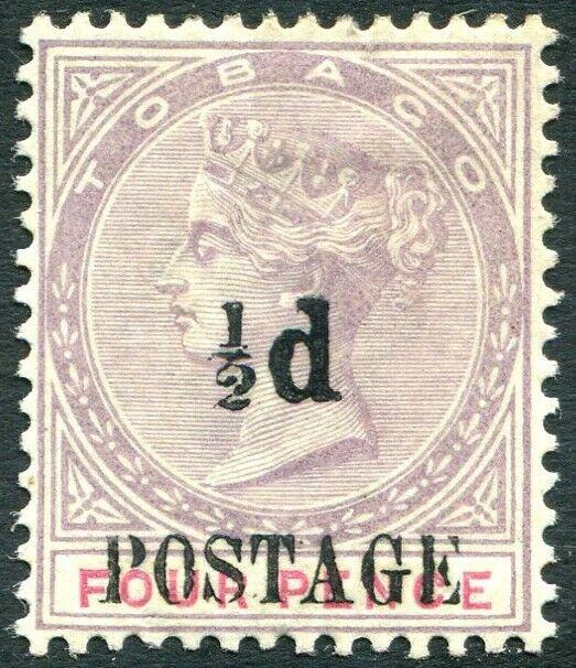 TOBAGO-1896  ½d on 4d Lilac & Carmine Sg 33 MOUNTED MINT V31465