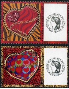 Scott #3170b-71a Scherrer Hearts with labels MNH