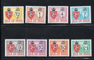 Isle of Man Sc J9-J16 1975 Postage Due stamp set mint NH