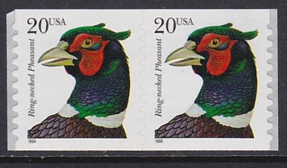 3055 Ring-necked Pheasant Coil Pair MNH