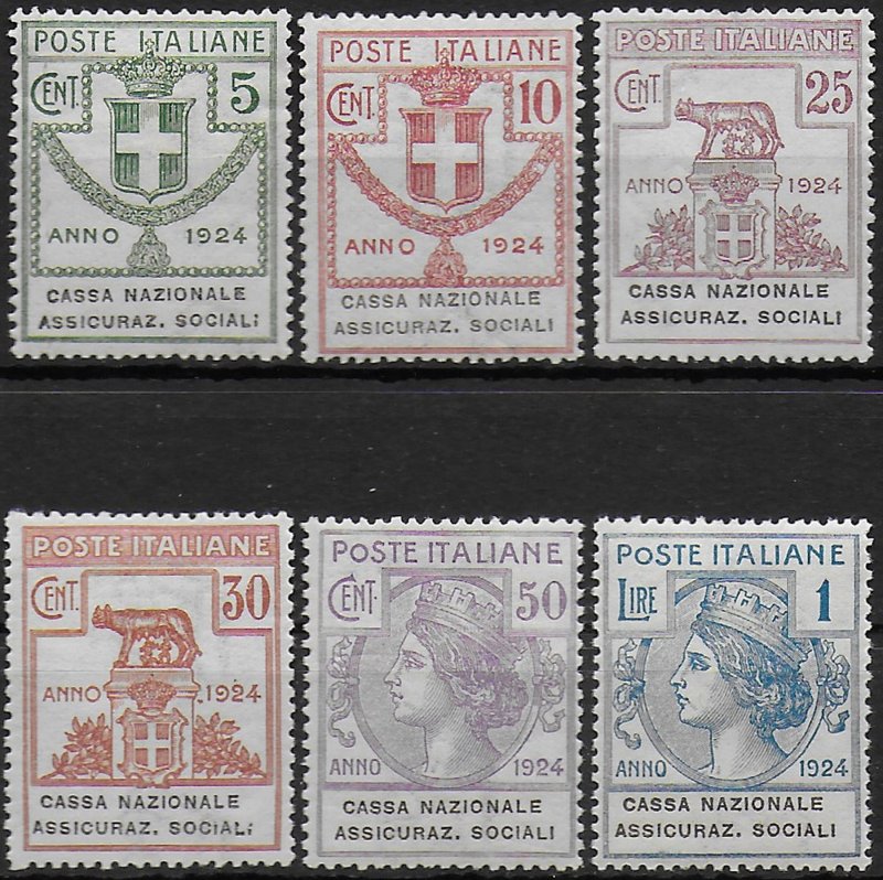 1924 Italia Parastatali Assicurazioni Sociali 6v. bc MNH Sassone n. 24/29