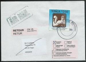 TONGA 2005 airmail cover to Sweden - returned to sender................38098