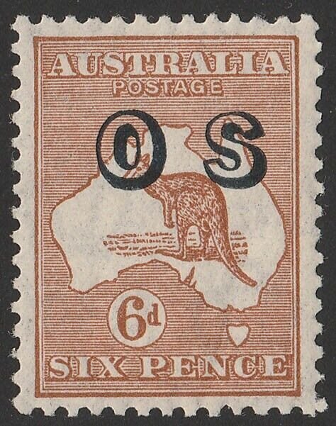 AUSTRALIA 1932 Kangaroo 6d Chestnut OS. MNH **. ACSC 23(OS)A cat $125.