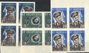 Albania 1963 Manned Space Flights 2L50 - 20L imperf blocks of 4 unmounted mint