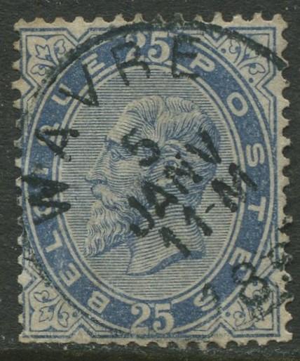 Belgium - Scott 47 - King Leopold II -1883 - Used - 25c Stamp