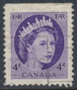  Canada  Sc# 340   Used  top imperf QE II 1954 see details  / scans