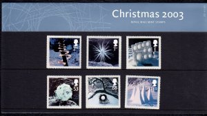 Great Britain 2003 Christmas Complete MNH Set in Presentation Pack SC 2165-2170