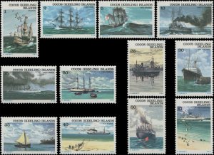 Cocos Island 1976 Sc 20-31 Ships Yachts Birds CV $6.15