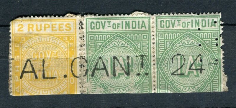 INDIA; 1890s-1900s early classic QV Telegraph issues FINE USED ON PIECE