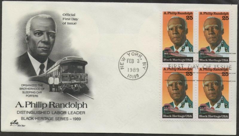 US FDC Scott # 2402 Randolph Art Craft, Block of 4, First Day Covers (1 Cover)