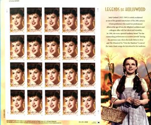 (S) USA #4077 Judy Garland Legends of Hollywood full sheet of 20 stamps MNH