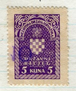 CROATIA; 1940s early classic Revenue/Fiscal issue fine used 5k. value