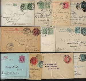 UK GB 1900 1921 COLLECTION OF 10 KING EDWARD POSTAL CARD WRAPPER & COVER