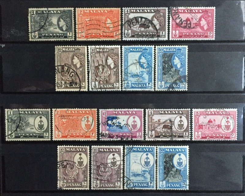 MALAYA 1957-1960 PENANG QEII & Coat of Arms Definitives 15V Used M3218 |  Asia - Malaysia, Stamp