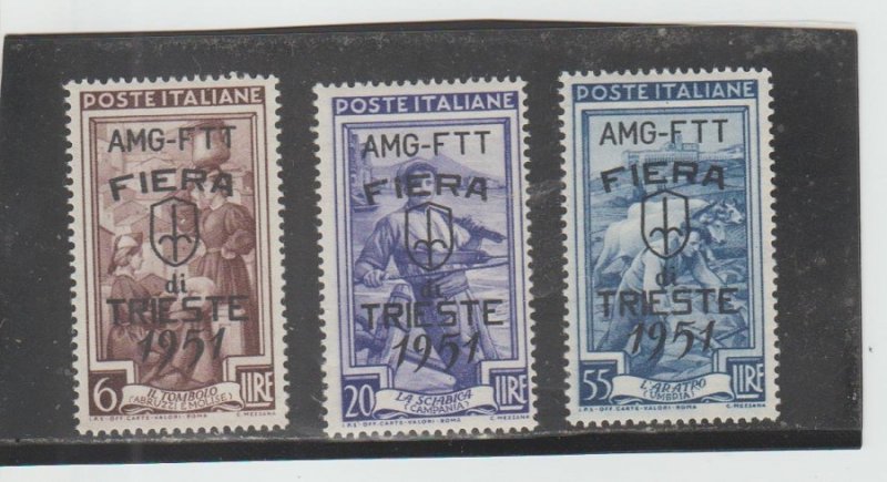 Trieste  Scott#  122-124  MH  (1951 Overprinted)