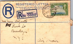 1936 St Georges Bermuda Registered Letter Cover to Brooklyn NY USA