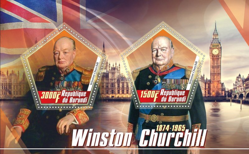 Stamps. Famous people. Winston Churchill 2020 year 1+1 sheets perforated