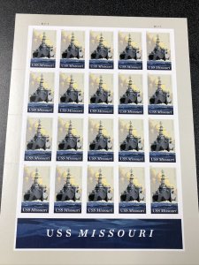 US 5392 USS Missouri Forever Stamps Sheet of 20 Mint Never Hinged