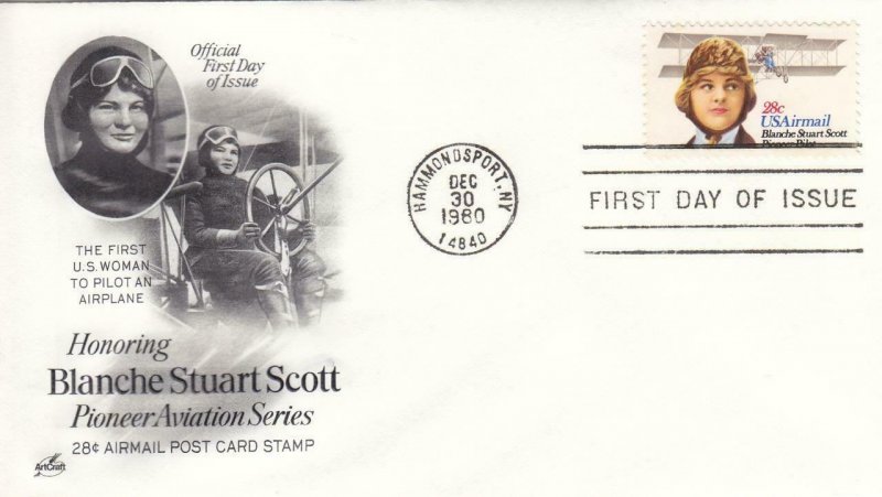 1980, Honoring Blanche Stuart Scott, Artcraft, FDC (D13306)