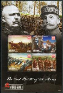 Mustique Gren St Vincent Military Stamps 2015 MNH WWI WW1 2nd Battle Marne 4v MS