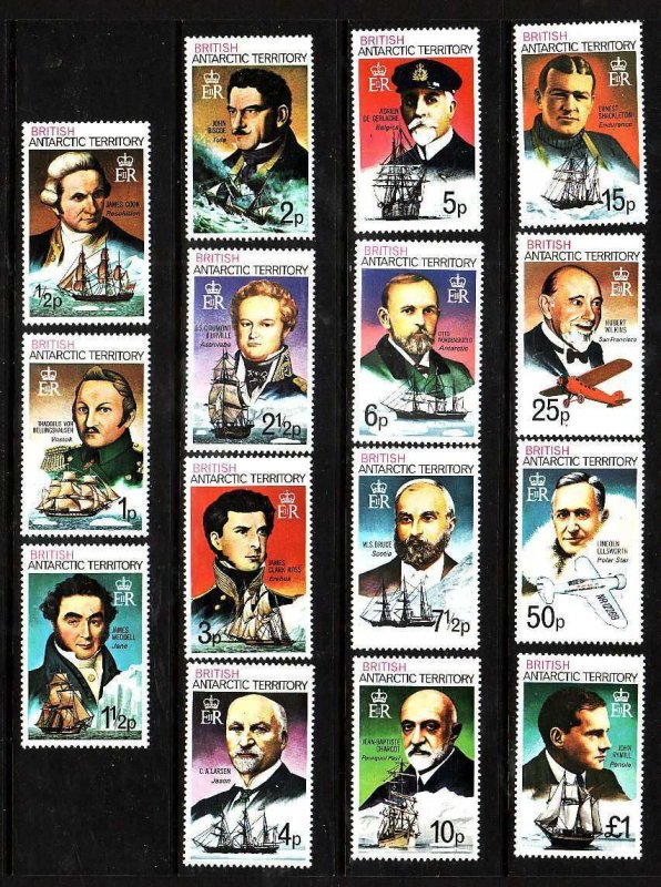 British Antarctic Territory-Sc#45a-59a- id9-unused NH set-Polar Explorers-Ships