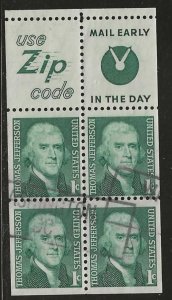 #1278b Used (Zip & Mail Early) Complete Booklet Pane of 4