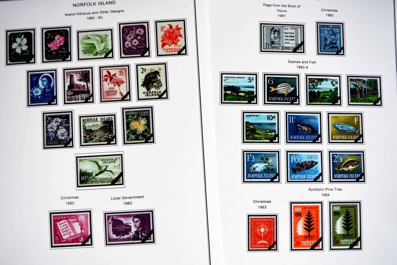 COLOR PRINTED NORFOLK ISLAND 1947-2010 STAMP ALBUM PAGES (129 illustrated pages)