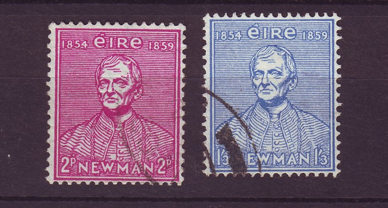 J24562 JLstamps 1954 ireland set used #153-4 newman has scn old scv reverse