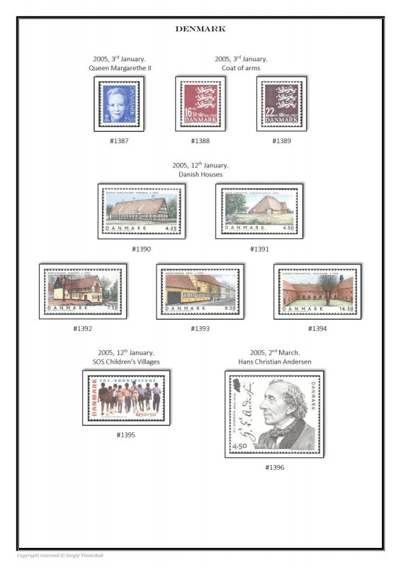 Denmark Danmark 1851 - 2020  PDF PDF(DIGITAL) STAMP ALBUM PAGES