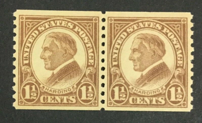 MOMEN: US STAMPS #598 PAIR MINT OG NH XF+ LOT #76241*