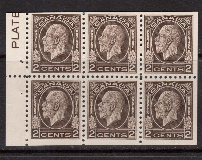 Canada #196bi VF Mint Booklet Pane With Plate In Margin