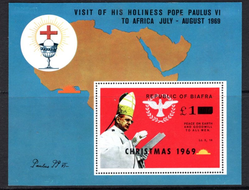 Biafra 31a Pope Paul 1969 Christmas Issue, unused, unissued, Cat $45  ...0680010