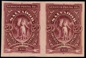 ✔️ EL SALVADOR 1890 - VICTORY IMPERFORATED PAIR- Sc. 45 Mi. 34 MNGAI [012]