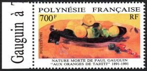 Francese Polinesia 566, Mnh.still Life Arance in Tahiti, di Paolo Gauguin, 1991