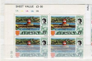 BRITAIN JERSEY; 1970s early QEII Pictorial issue MINT MNH 6p. CORNER BLOCK 4